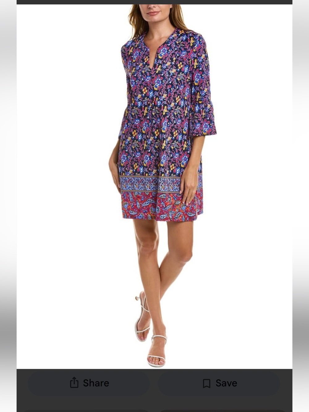 Jude Connally Susanna Tunic Dress Floral Paisley Border Print Pockets Size S